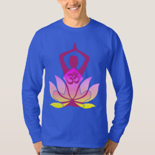 OM Namaste Spirituelle Lotus Blume Yoga auf blau T-Shirt