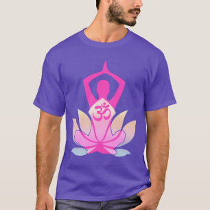 OM Namaste Spirituelle Lotus Blume Yoga auf Lila T-Shirt
