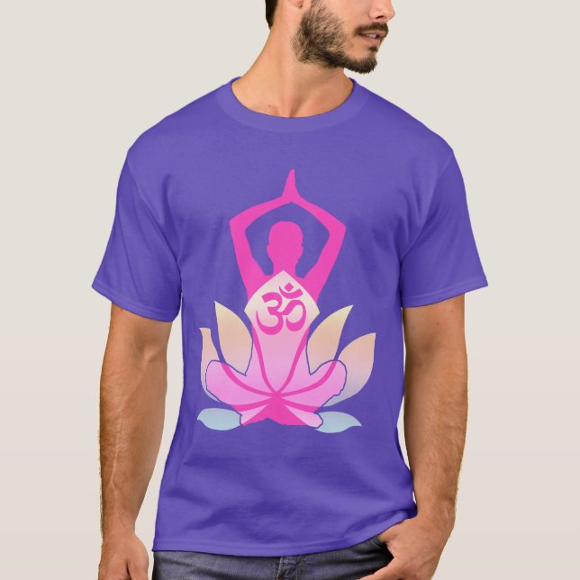 OM Namaste Spirituelle Lotus Blume Yoga auf Lila T-Shirt (Vorderseite)