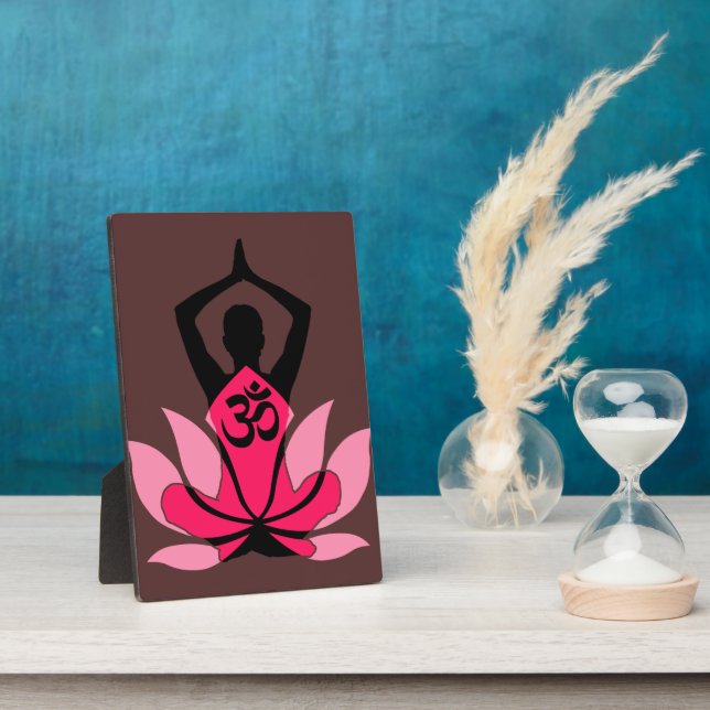 OM Namaste Spirituelle Lotus Blume Yoga in Umber Fotoplatte (Seite)
