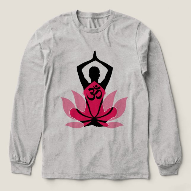 OM Namaste Spirituelle Lotus Blume Yoga in Umber Tri-Blend Shirt (Design Vorderseite)