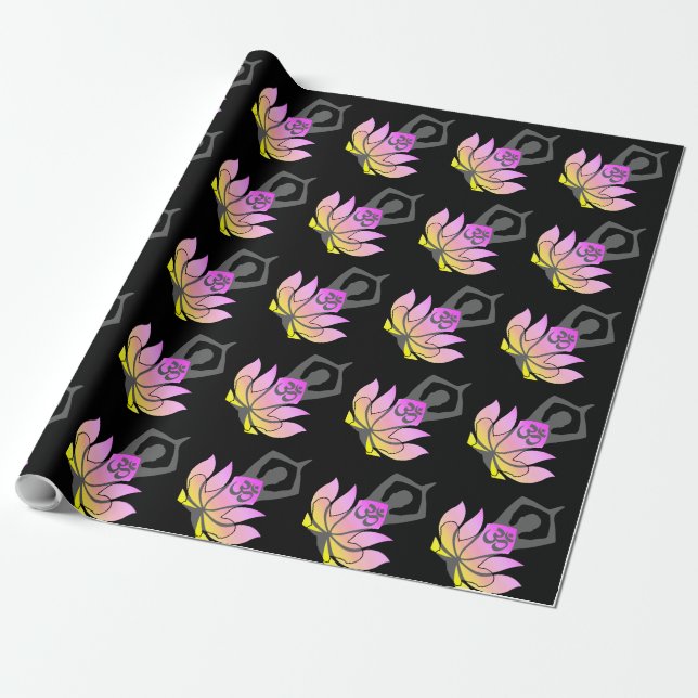 OM Namaste Spirituelle Lotus Blume Yoga Pose Geschenkpapier (Ungerollt)
