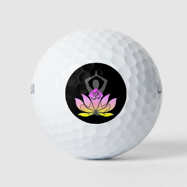 OM Namaste Spirituelle Lotus Blume Yoga Pose Golfball (Vorderseite)