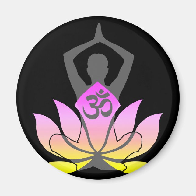 OM Namaste Spirituelle Lotus Blume Yoga Pose Magnet (Vorne)