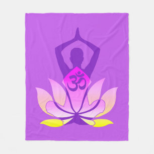 OM Namaste Spirituelle Lotus Blume Yoga Pose Pasta Fleecedecke