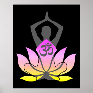 OM Namaste Spirituelle Lotus Blume Yoga Pose Poster