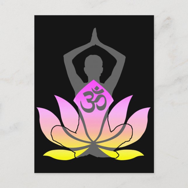 OM Namaste Spirituelle Lotus Blume Yoga Pose Postkarte (Vorderseite)
