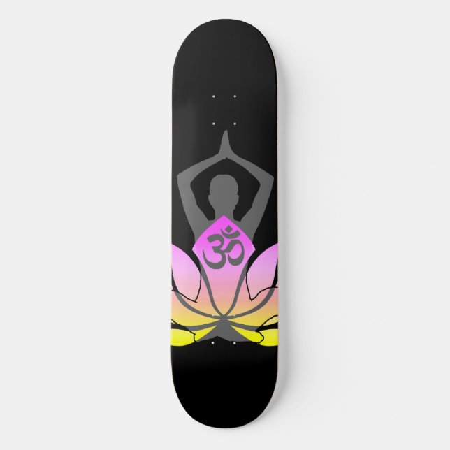 OM Namaste Spirituelle Lotus Blume Yoga Pose Skateboard (Vorderseite)