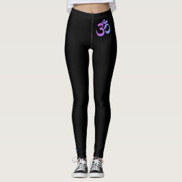 *~* OM-Neonmagenta u. -Türkis auf Schwarzem Leggings
