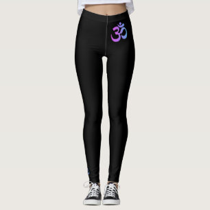 *~* OM-Neonmagenta u. -Türkis auf Schwarzem Leggings