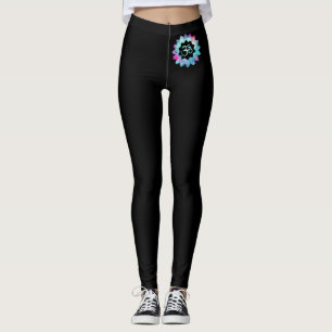 *~* OM-Neonmagentarotes u. -BLAU auf Schwarzem Leggings