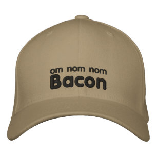 OM NOM NOM BACON LIEBE BESTICKTE BASEBALLKAPPE