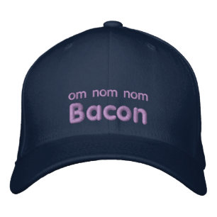 OM NOM NOM BACON LIEBE BESTICKTE BASEBALLKAPPE