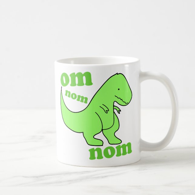 OM nom nom Dinosaurier chompss Tasse (Rechts)