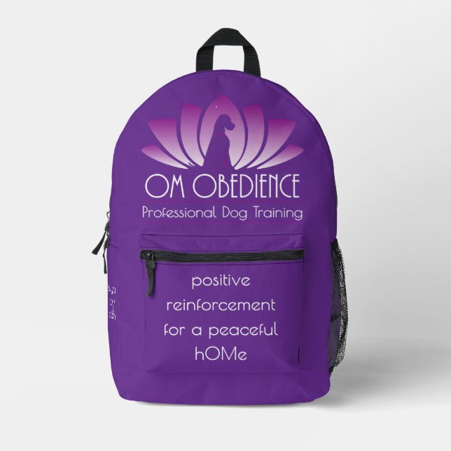 Om Obedience Backpack (Royal Lila) Bedruckter Rucksack (Vorderseite)