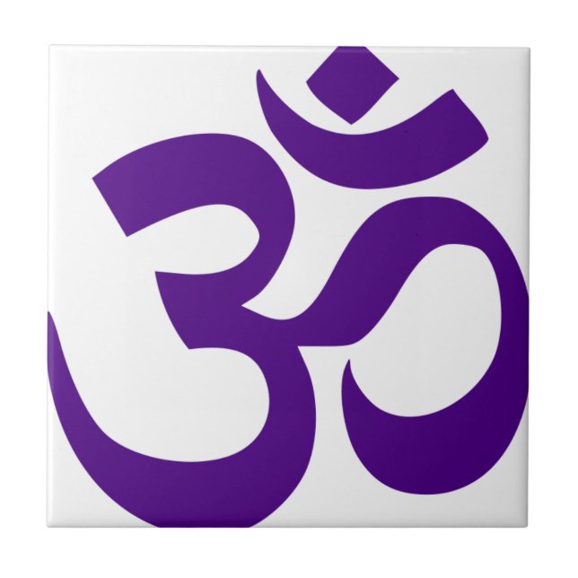 Om- oder Aum-Symbol (Indigofarbe) Fliese (Vorderseite)