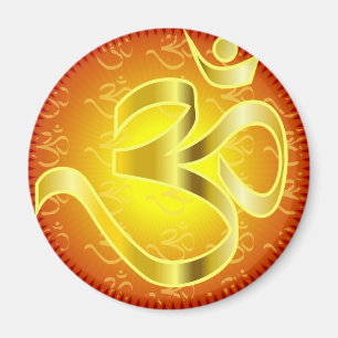 Om oder Om-Symbol in Gelb und Rot Magnet
