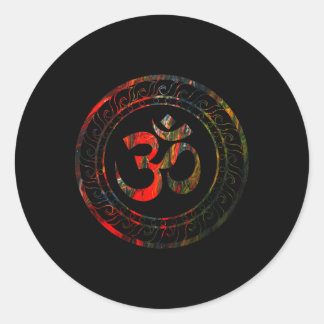 Om Ohm Aum Buddhism Symbol Yoga Sanskrit  Runder Aufkleber