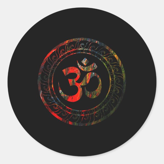 Om Ohm Aum Buddhism Symbol Yoga Sanskrit  Runder Aufkleber (Vorderseite)