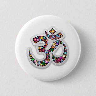 Om Ohm Om Namaste Yoga-Symbol Button