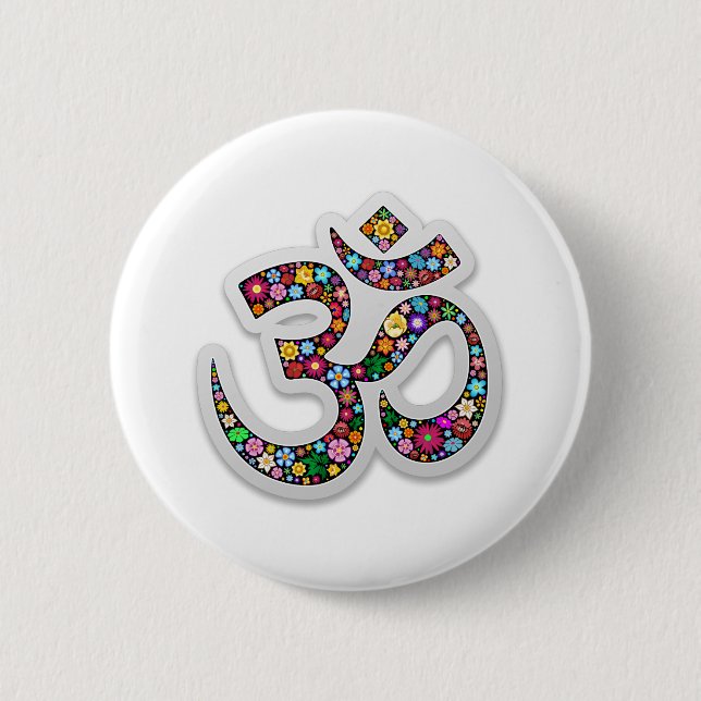 Om Ohm Om Namaste Yoga-Symbol Button (Vorderseite)