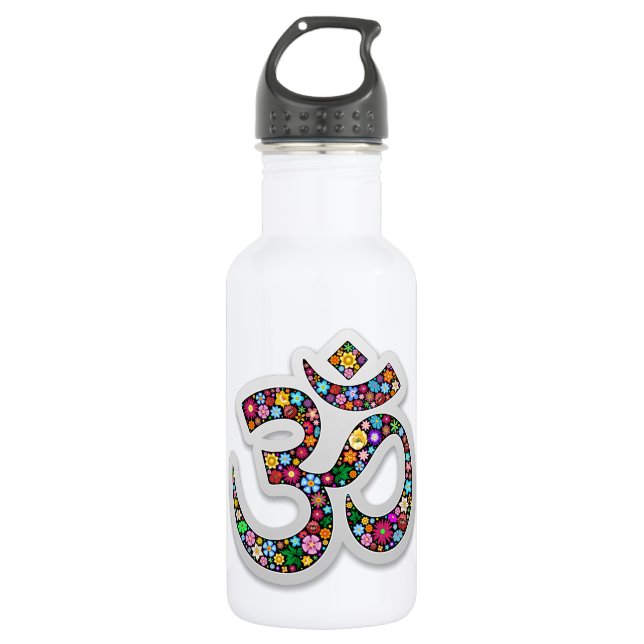 Om Ohm Om Namaste Yoga-Symbol Edelstahlflasche (Vorderseite)