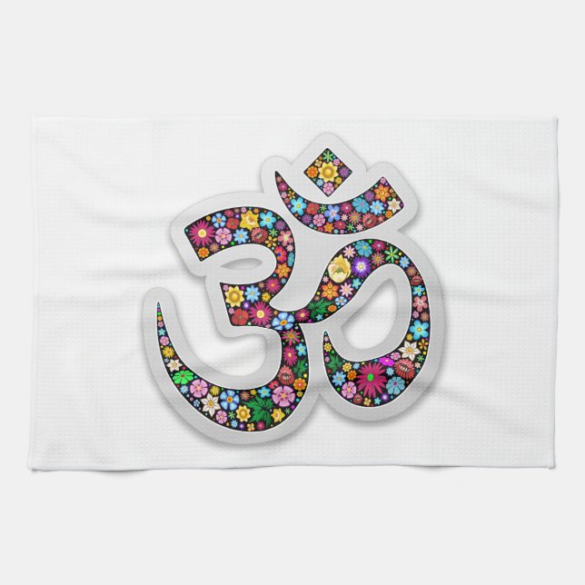 Om Ohm Om Namaste Yoga-Symbol Geschirrtuch (Horizontal)