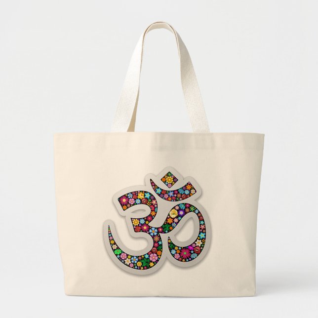 Om Ohm Om Namaste Yoga-Symbol Jumbo Stoffbeutel (Vorne)