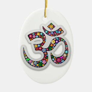 Om Ohm Om Namaste Yoga-Symbol Keramik Ornament