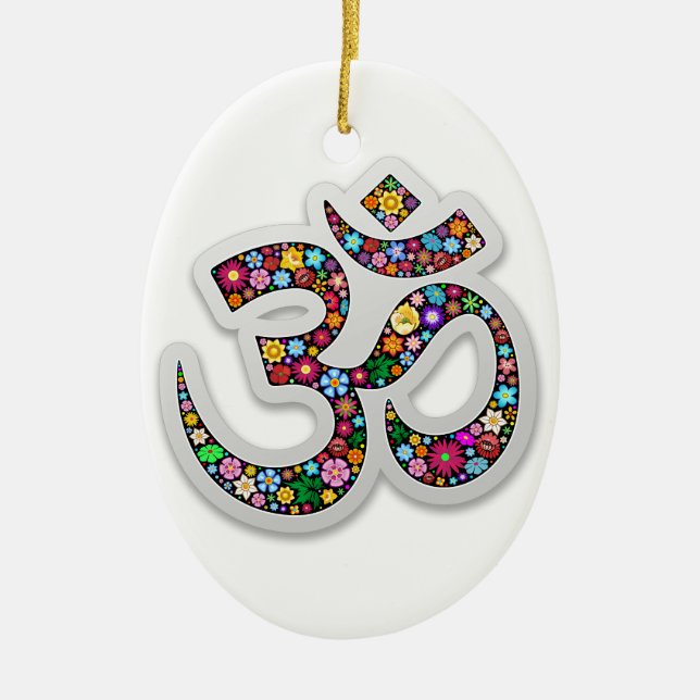 Om Ohm Om Namaste Yoga-Symbol Keramik Ornament (Vorne)
