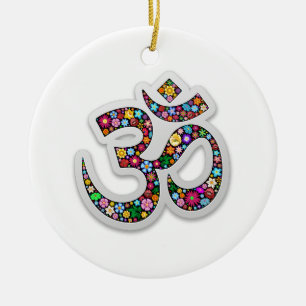Om Ohm Om Namaste Yoga-Symbol Keramikornament