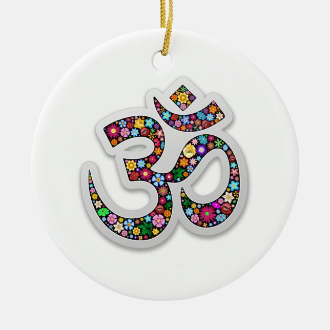 Om Ohm Om Namaste Yoga-Symbol Keramikornament (Vorne)