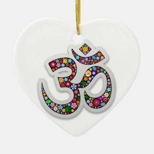 Om Ohm Om Namaste Yoga-Symbol Keramikornament