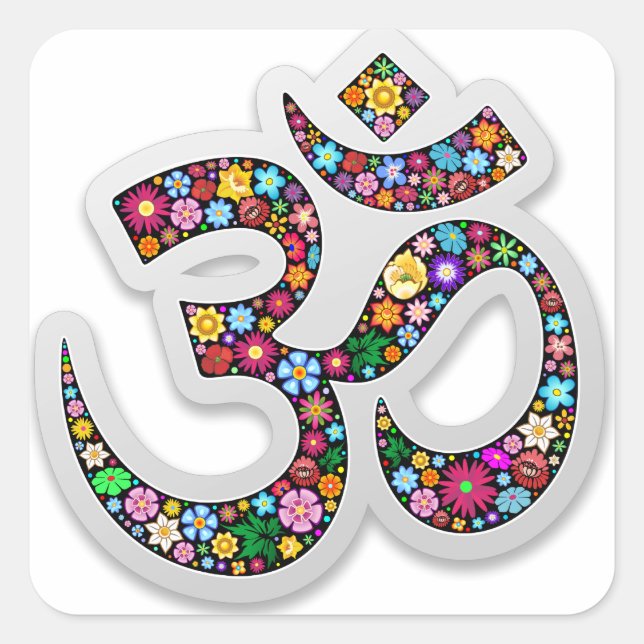 Om Ohm Om Namaste Yoga-Symbol Quadratischer Aufkleber (Vorderseite)