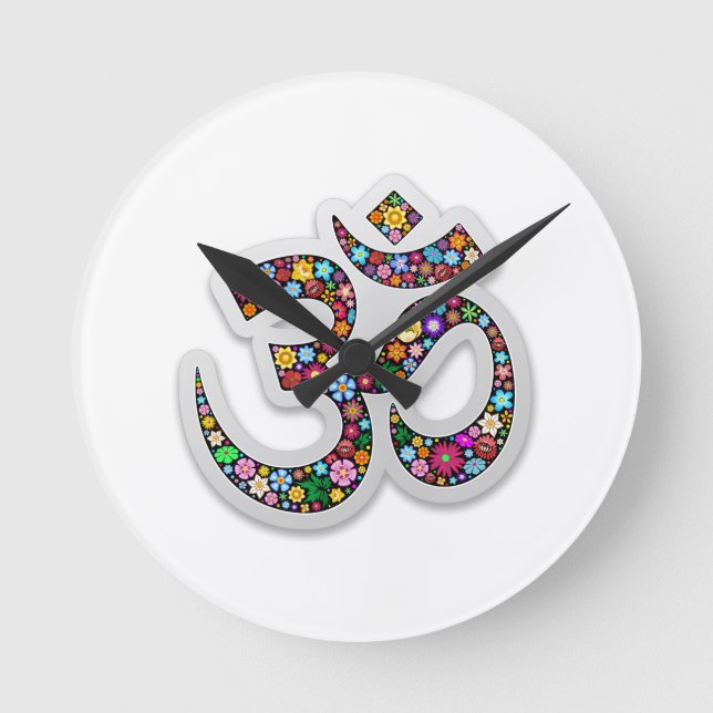 OM-Ohm-Om Namaste Yoga-Symbol Runde Wanduhr (Vorderseite)