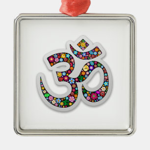Om Ohm Om Namaste Yoga-Symbol Silbernes Ornament