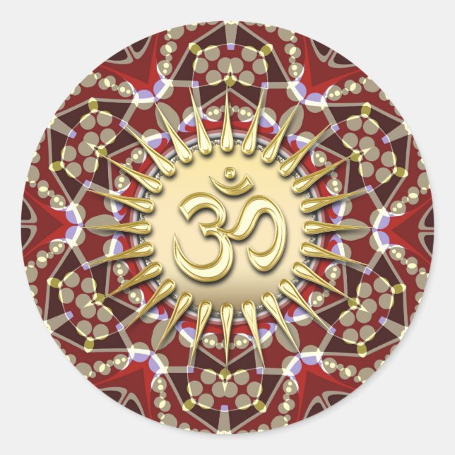 OM OM Earthy Gold Mandala Meditation Yoga Sticker (Vorderseite)