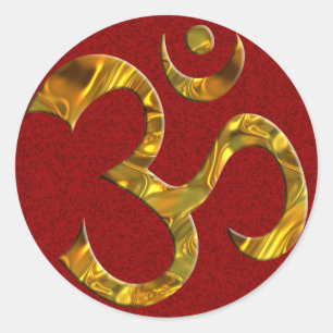 OM/OM - GOLD   dunkelroter Spritzer Runder Aufkleber