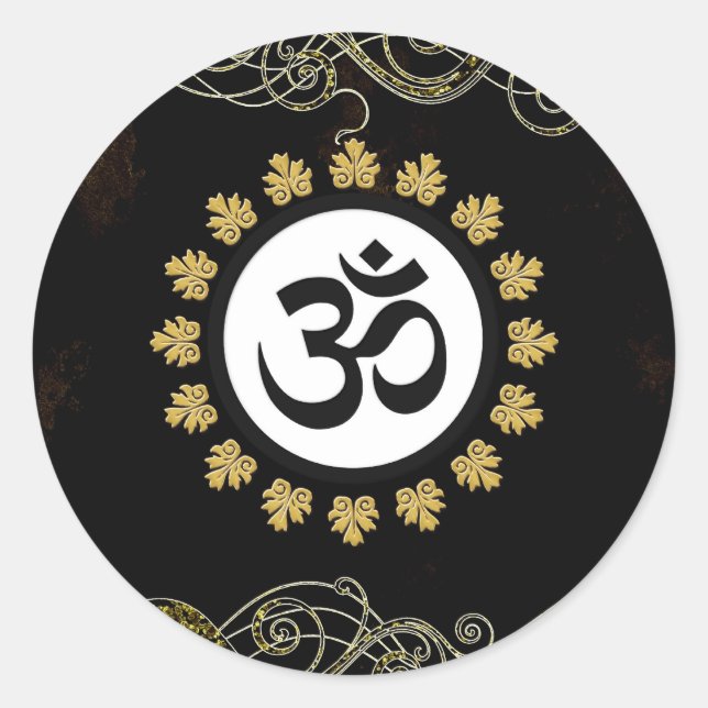 Om - Om - Hindu - Heiliges Symbol Runder Aufkleber (Vorderseite)