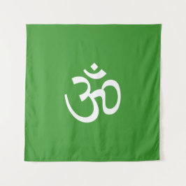 Om Om Kontur Icon Grün Weiß Hinduismus Symbol Wandteppich