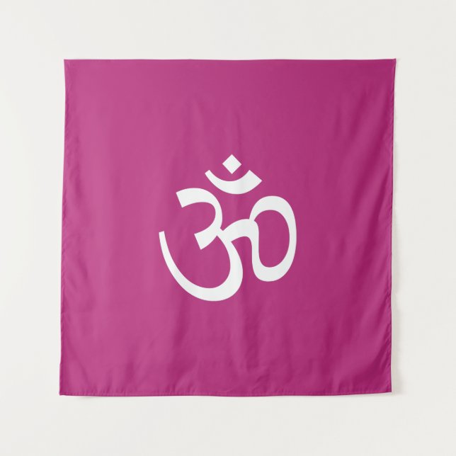 Om Om Kontur Icon, Hinduismus Symbol, lila rosa Wandteppich (Vorderseite)