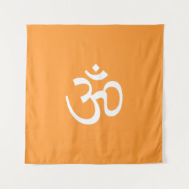 Om Om Kontur Icon, Hinduismus Symbol, Safran Wandteppich