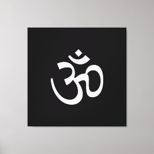Om Om Kontur Icon, Hinduismus Symbol, Schwarz-wei Leinwanddruck