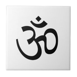 Om Om Kontur Icon, Hinduismus Symbol, Schwarz-weiß Fliese