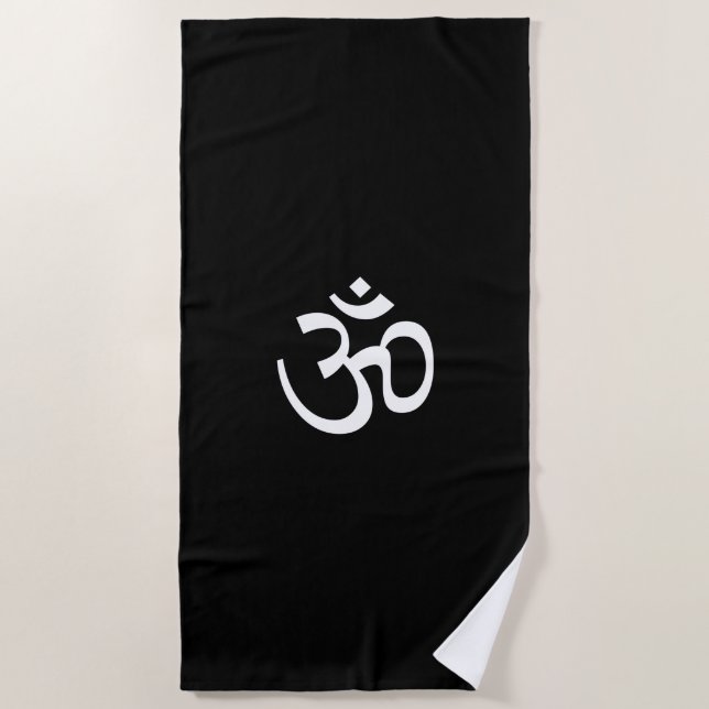 Om Om Kontur Icon, Hinduismus Symbol, Schwarz-weiß Strandtuch (Vorderseite)