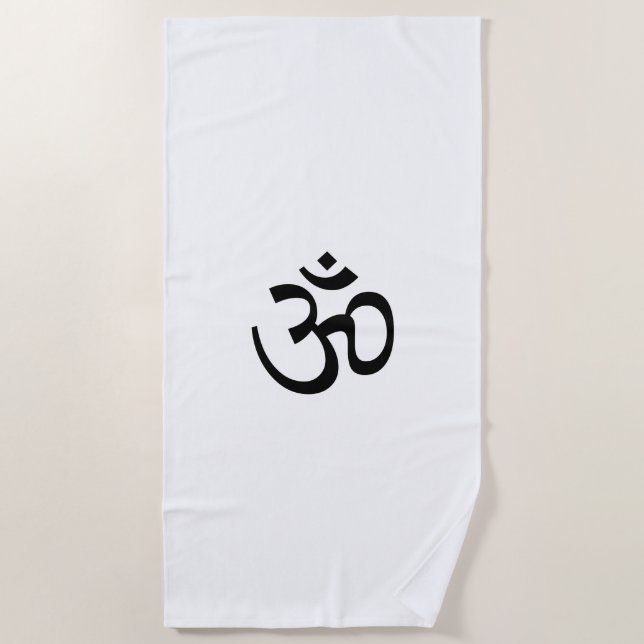 Om Om Kontur Icon, Hinduismus Symbol, Schwarz-weiß Strandtuch (Vorderseite)