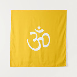 Om Om Kontur Icon Mikado Yellow Hinduismus Symbol Wandteppich