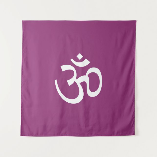Om Om Kontur Icon tief lila Hinduismus Symbol Wandteppich (Vorderseite)