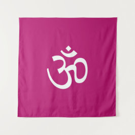 Om Om Kontur Symbol Beerenrosa Hinduismus Symbol Wandteppich