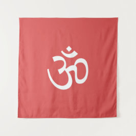 Om Om Kontur Symbol Carmine Pink Hinduismus Symbol Wandteppich